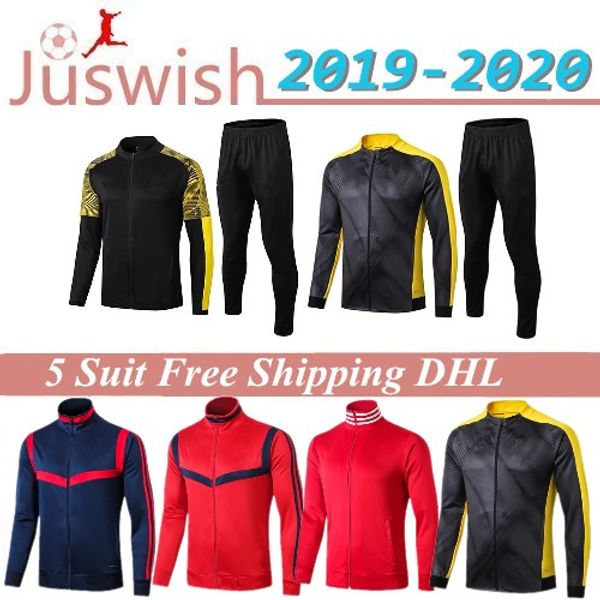 

19 20 borussia dortmund tracksuit jacket set long sleeve training suit 2019 2020 borussia dortmund football clothes, Black;red