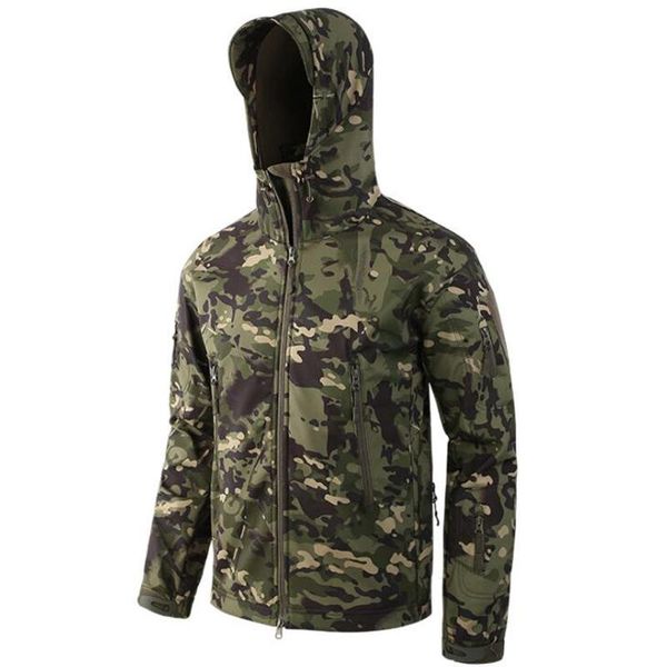 

new tactical jackets men camouflage skin soft shell waterproof hooded jacket camo fleece raincoat coats size 3xl, Black;brown