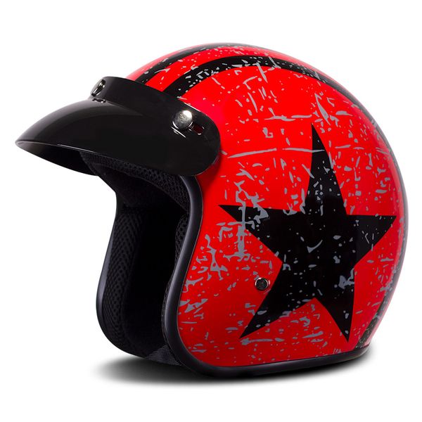 

bye motorcycle helmet motorbike retro vintage moto helmet cruiser chopper scooter 3/4 open face with bubble visor