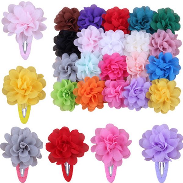 

5cm cute children's hair accessories mini chiffon flower hair clips girls bb clips side barrettes  colors, Slivery;white