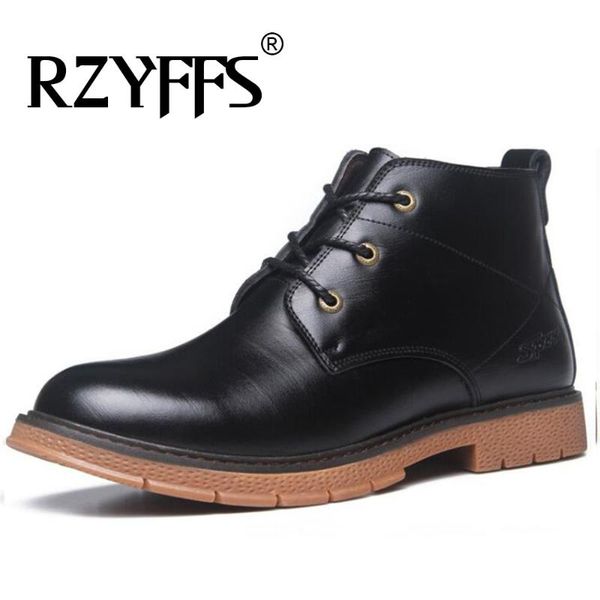 

new autumn men genuine leather boots cow leather men lace-up boots motorcycle ankle a56-11, Black