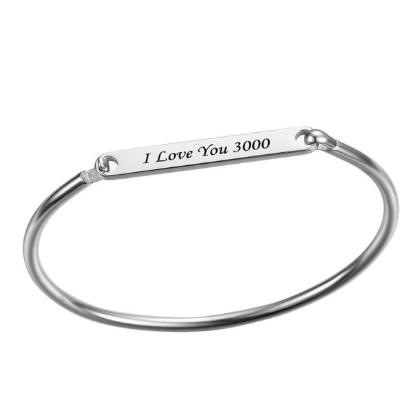 

i love you 3000 women men inspirational stainless steel bracelet,customized id dog tag cuff bangle jewelry friend gift, Golden;silver