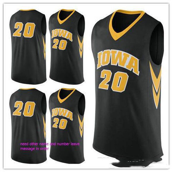 Custom XXS-6XL Made 2019 #20 Iowa Hawkeye Man Women Basketball Maglie da basket Dimensione S-5xl Qualsiasi numero di nome