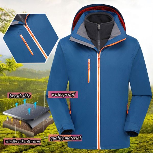 

2019 winter jacket men windbreaker waterproof jacket hiking camping skiing outdoor sport breathable softshell men coat, Blue;black