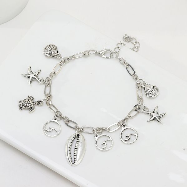 

selling europe and america retro accessories women's waves shell turtle anklet yiwu small commodity, Red;blue