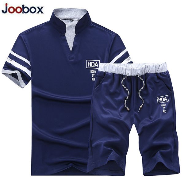 

quick drying men sweat suits casual suit men summer sets tracksuit stand collars streetwar tees+shorts fashion mens set, Gray