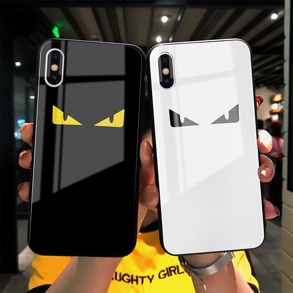 

latest for iphone xs eyes case glass back cover tpu frame phone case for huawei p30 pro devil eyes case