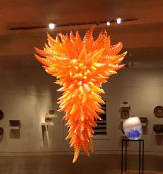 

lamps orange hand blown glass spiral chandeliers large-size home ballroom stair large chandelier lighting with led bulbs