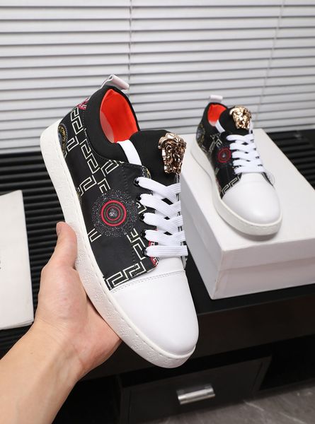 

fast delivery high-end luxury men's casual sneakers australia fashion design brand platform men's shoes vintage medusa pattern siz, Black