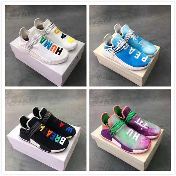 

New nmd human race pharrell william tr men running hoe port di count yellow core black women de igner training neaker ize 5 12, Black;green