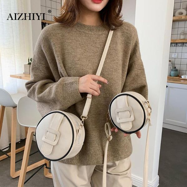 

new fashion handbags female casual pu leather round messenger bag women solid color zipper shoulder crossbody bag female handbag