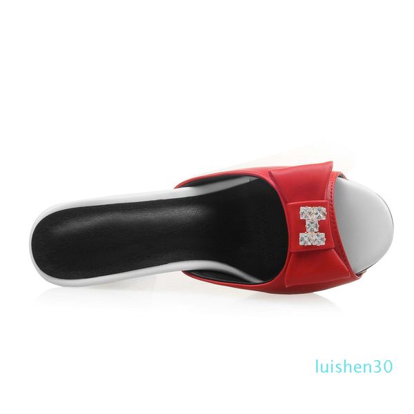

faux leather thick bottom bow women's sandals thick party fashion slippers summer 2020: black white red 34-42 l30