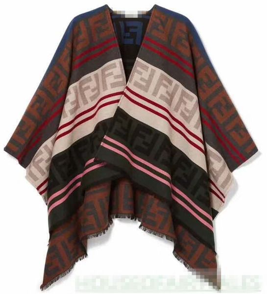 

2019 early autumn new fashion casual wool blend jacquard f letter wild temperament cloak sweater women cape pullover size s-l, Black