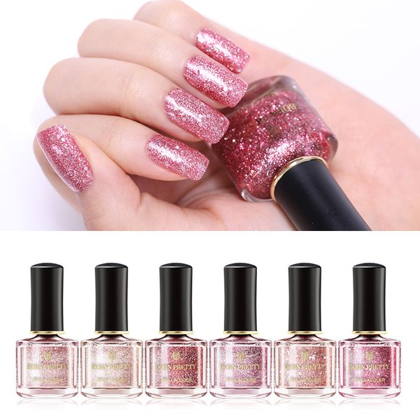 

born pretty rose gold series nail polish pure nail color pink glitter sequins lacquer 6ml shinny manicure varnish