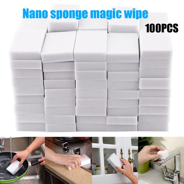 

100pcs magic sponge eraser melamine sponge kitchen duster clean accessory/bathroom/office dish cleaning nano wholesale 10x6x2cm