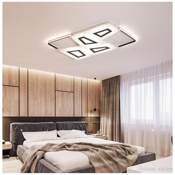 

led ceiling lamp simple modern atmosphere home bedroom nordic rectangular lighting ceiling lamp rc dimmable pendant lights ac 110 220v