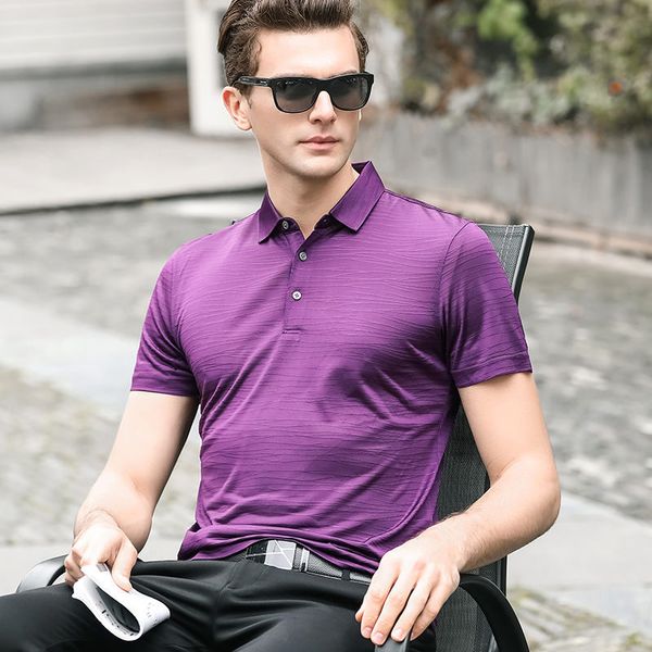 

2020 summer new arrival mulberry silk men shirts men, men's business casual male short sleeve shirt, White;black