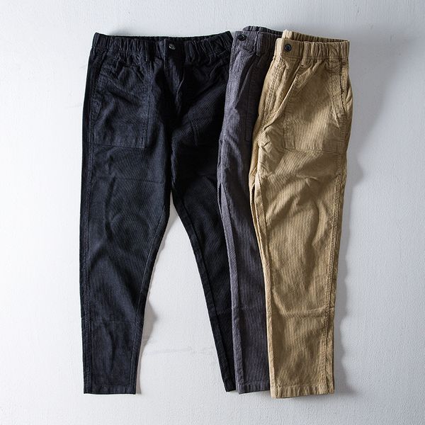 

2020 new style mens thick ankle-length cargo pants pencil pant, Black