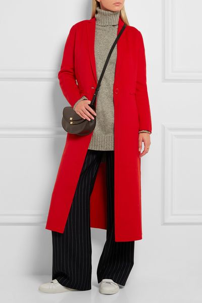 

uk manteau femme 2019 autumn winter women red woolen simple maxi long coat classic slim overcoat abrigos mujer, Black