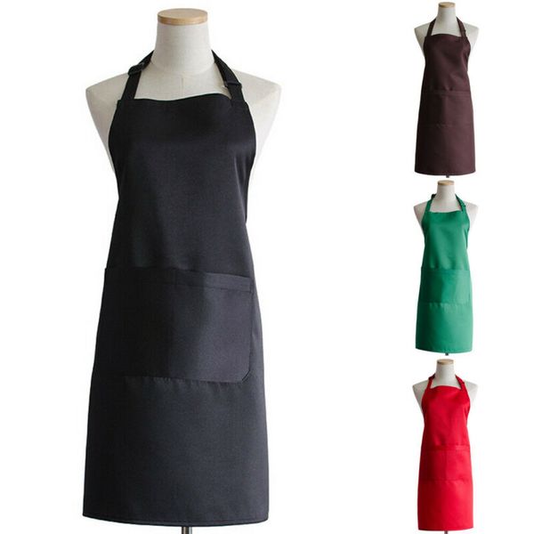 

Waterproof Bib Apron Dress Men Women Kitchen Restaurant Chef Pockets Cooking Bib