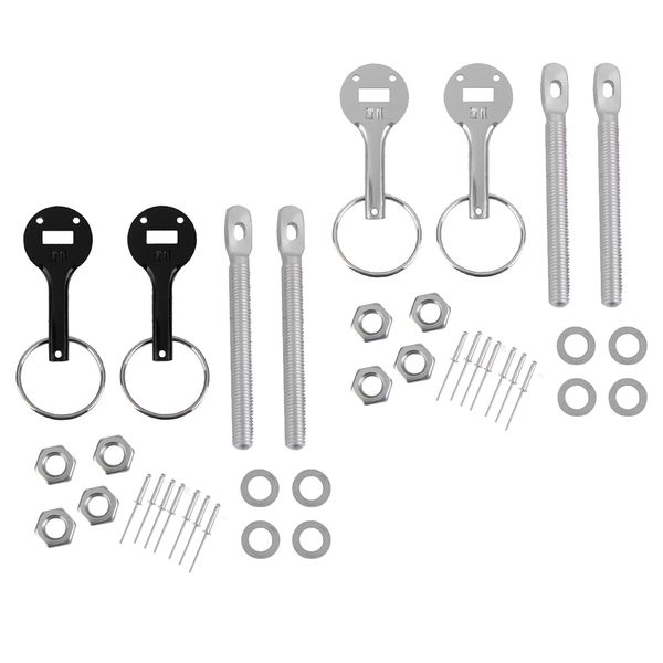 

2 set alloy bonnet pin lock kit for bonnet latches, fits all racing