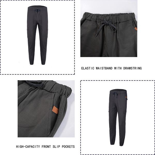 

casual men harem pants thin pockets drawstring cargo pants joggers summer solid pantalones hombre fashion pencil sweatpants 2020, Black