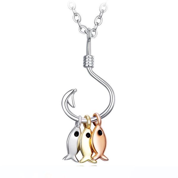 

shineland 3 цвета рыбы кулон ожерелья 925 стерлингового серебра ожерелья ювелирных изделий партии свадебные аксессуары n40, Silver