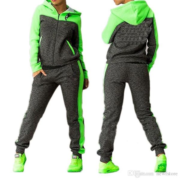 

женские спортивные костюмы двухсекционный костюм женщины спортивная зима установить костюм с капюшоном спортивный костюм женщины беговые кос, Gray