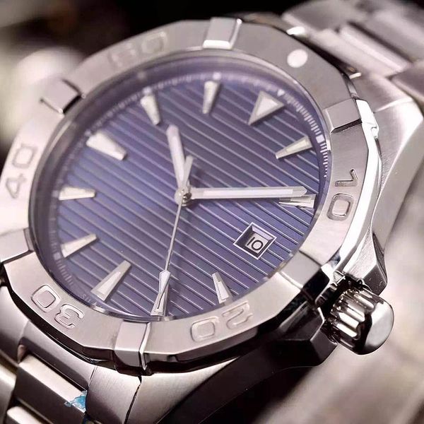 

two style new 41mm aquaracer dive way2112.ba0928 blue dial automatic movement mens watch stainless steel band watches, Slivery;brown