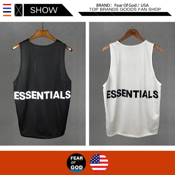 

fear of god essentials reversible mesh tank mens fog essentials sleeveless garment est sports singlet wear on both, White;black