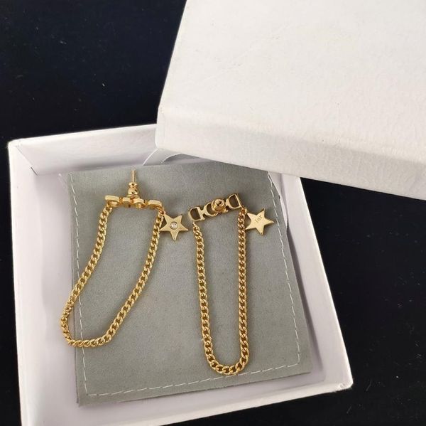 

european and american fashion personality letter star single diamond designer earrings luxury designer jewelry women earrings, Golden