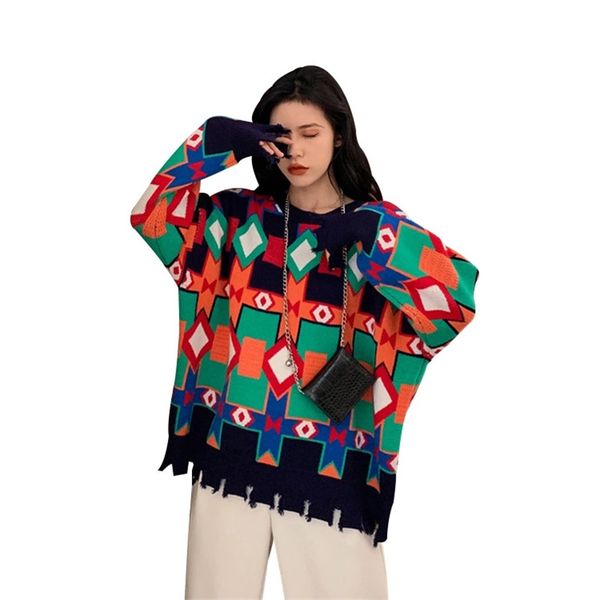 

роскошные женщины dsigner контрастного цвета нерегулярное свитер сыпучие высокого качества пуловер прохладный свитер с длинными рукавами, White;black