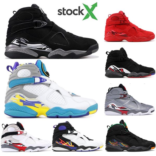 

с бесплатными носками 2020 мода 8 день святого валентина красный баскетбольная обувь 8s аква chrome countdown пакет мужские кроссовки легкой