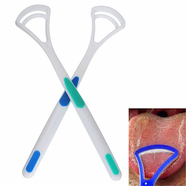 2 Stücke Oral Dental Care Reinigen Mundgeruch Zungenreiniger Pinsel Schaber Griff Werkzeug
