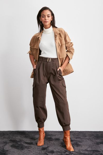 

trendyol belt detail pants twoaw20pl0574, Black;white