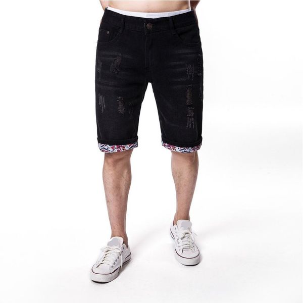 

hobbylane summer men boy straight short denim pants destroyed ripped jeans shorts, Blue