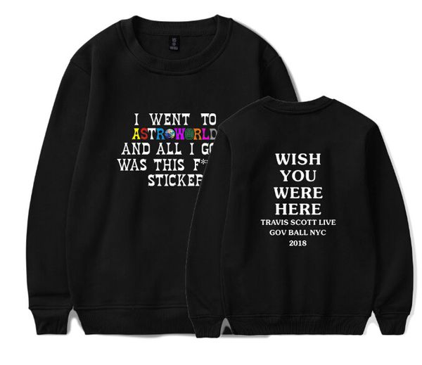 

astroworld travis scott print men pullover hoodies women clothes sweatshirt lovers hip hop fashion long sleeved t-shirt sweater, Black