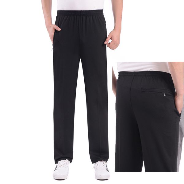 

summer men casual pants loose sweatpants men basic trousers thin tracksuit bottoms sportswear business&casual straight pants, Black