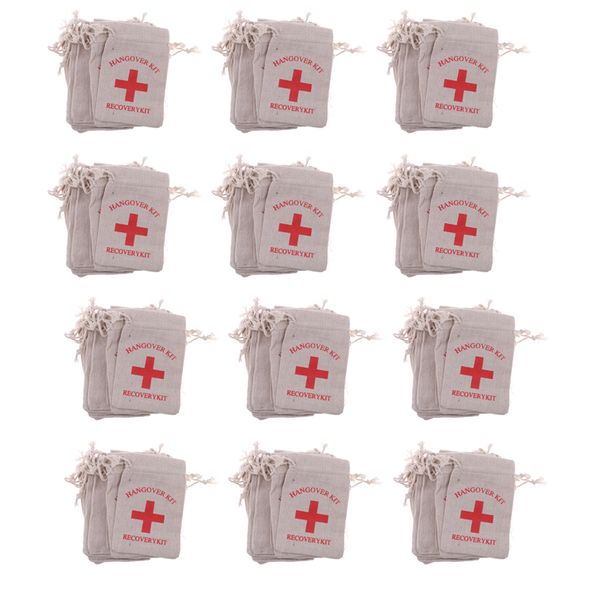 120x hangover kit bags bachelorette party first aid bags muslin favors bag