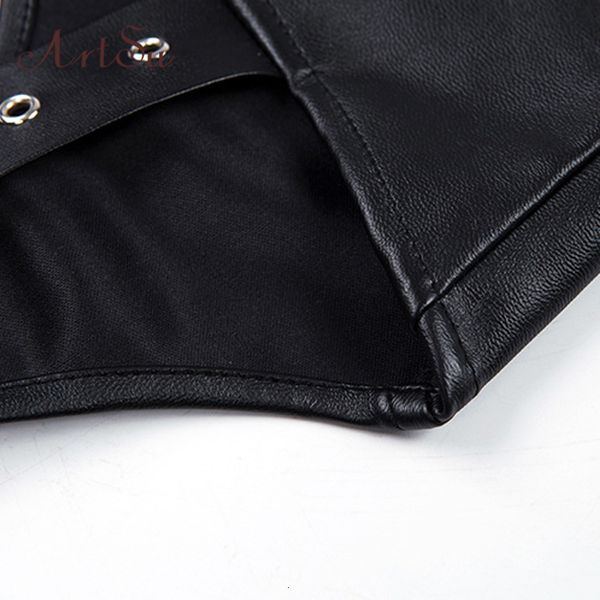 

crop top pu leather фитнес black punk rock bralette многоуровневое бюстье с плеча sexy топы для женщин clubwear камзол asve20297, White