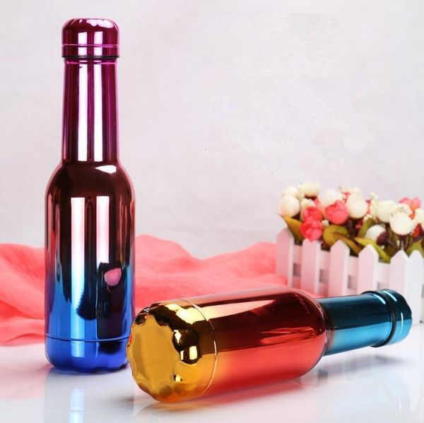 

new 500ml 17oz vacuum insulated travel water bottle leak-proof double walled stainless steel cola shape sports water