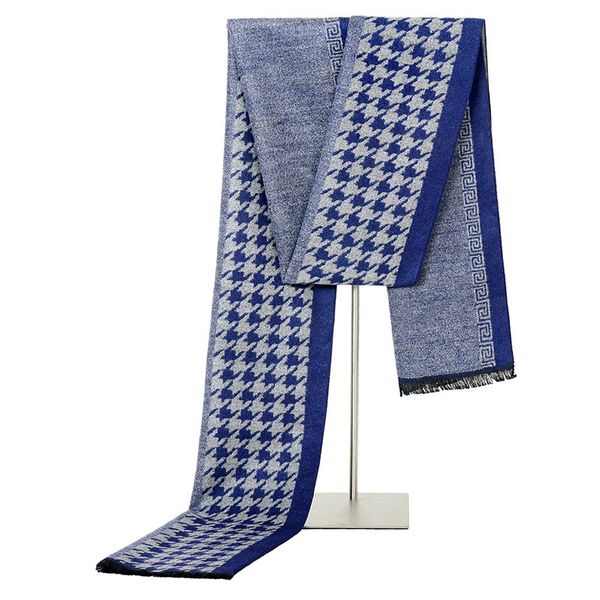 

cashmere houndstooth scarf man winter brand scarf men fashion designer shawl bussiness casual scarves drop shopping, Blue;gray