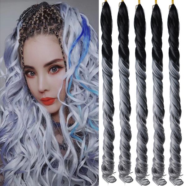 2019 New Hairstyle Pink Purple Blue Blonde Color Curly Crochet