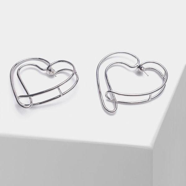 

women's lovely fashionable heart hoop earrings, Golden;silver