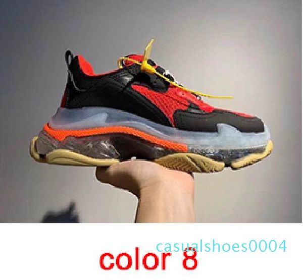 

triple s sneaker neon green men designer shoes women low lacing-up platform shoe leather mesh clear sole casual shoes c04, Black