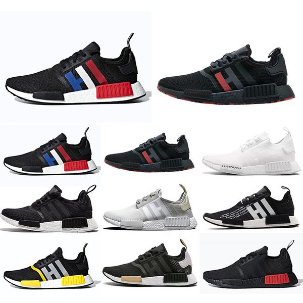 

New Arrival NMD R1 Running Shoes atmos Bred Trainers Classic Men Women Japan Triple Black white Red Marble Sports Sneakers 36-45