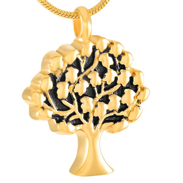

new z339 gold tree cremation jewelry hold human /pet funeral ashes - engraving stainless steel memorial urn necklace for women, Silver