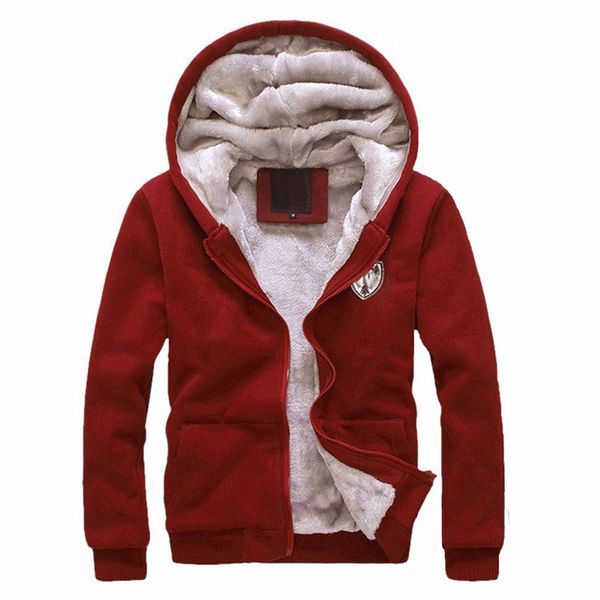 

winter warm hoodies men 2019 casual sportswear thicken fleece hooded sweatshirt male zipper coat jacket tracksuit fitness cloth, Black