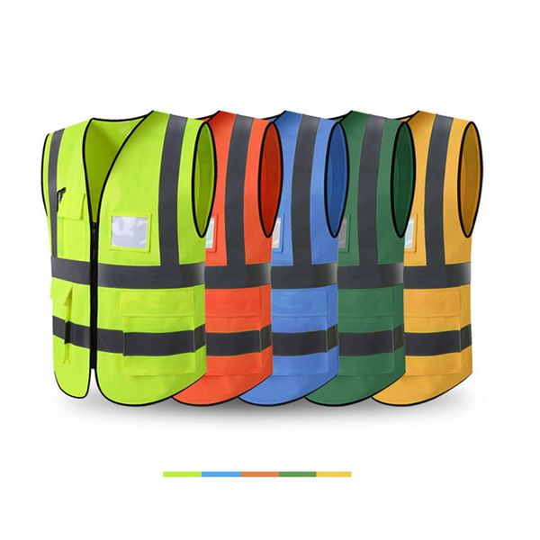 

mjartoria mens reflective vest traffic road safety protective clothing application engineering fluorescent vest multi-pocket, Black;brown