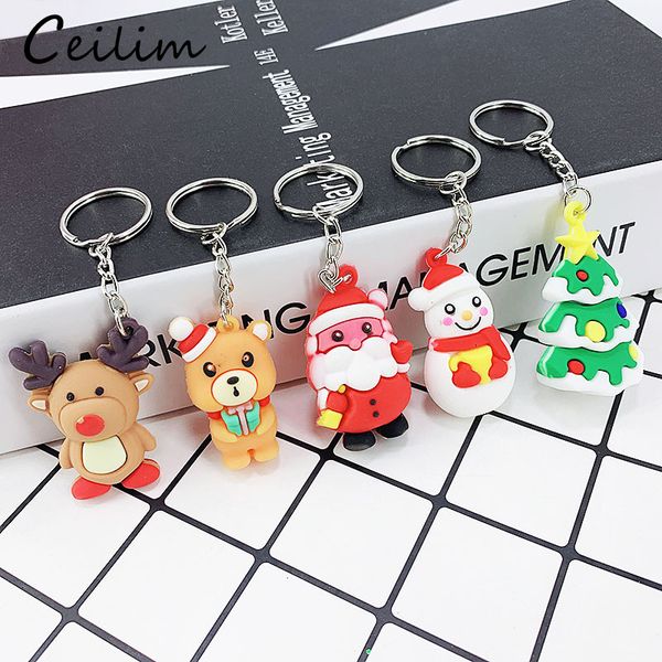 

cute christmas silicone keychains - santa, bear, elk, snowmen - bag/car jewelry accessories, Slivery;golden